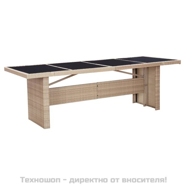 Градински комплект с възглавници, 9 части, бежов полиратан