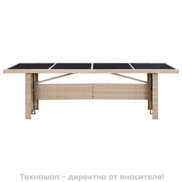 Градински комплект с възглавници, 9 части, бежов полиратан