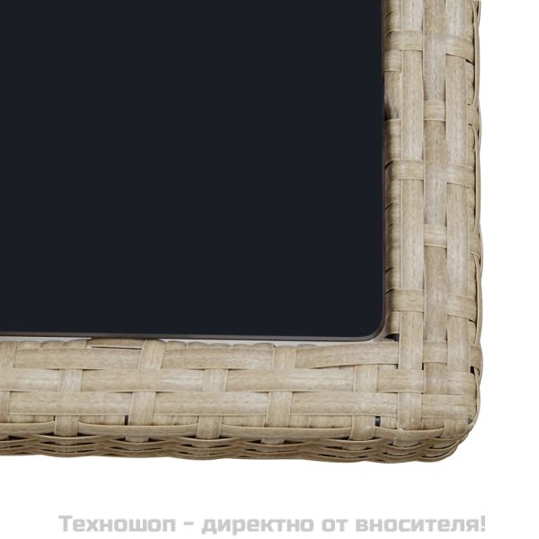 Градински комплект с възглавници, 9 части, бежов полиратан