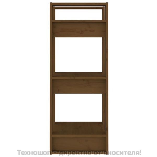 Библиотека/разделител за стая, меденокафява, 41x35x91 см, бор