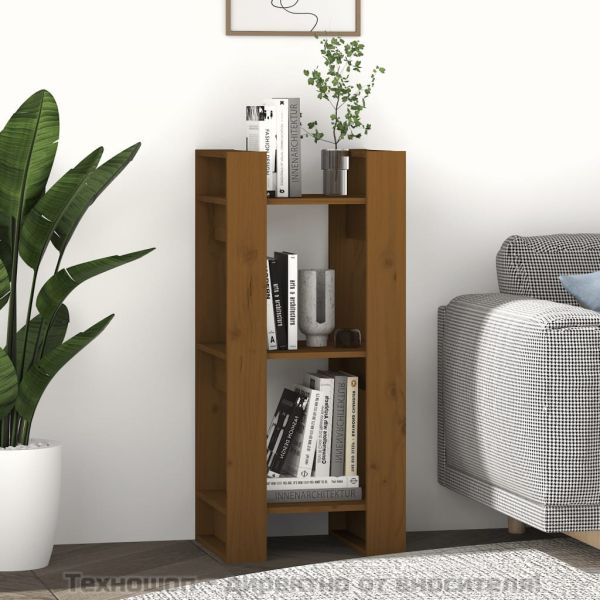 Библиотека/разделител за стая, меденокафява, 41x35x91 см, бор