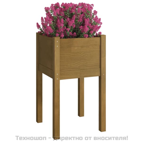 Градински сандъци, 2 бр, меденокафяви, 40x40x70 см, бор масив