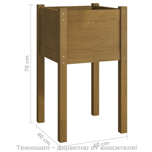 Градински сандъци, 2 бр, меденокафяви, 40x40x70 см, бор масив