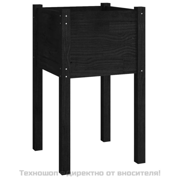 Градински сандъци, 2 бр, черни, 40x40x70 см, бор масив