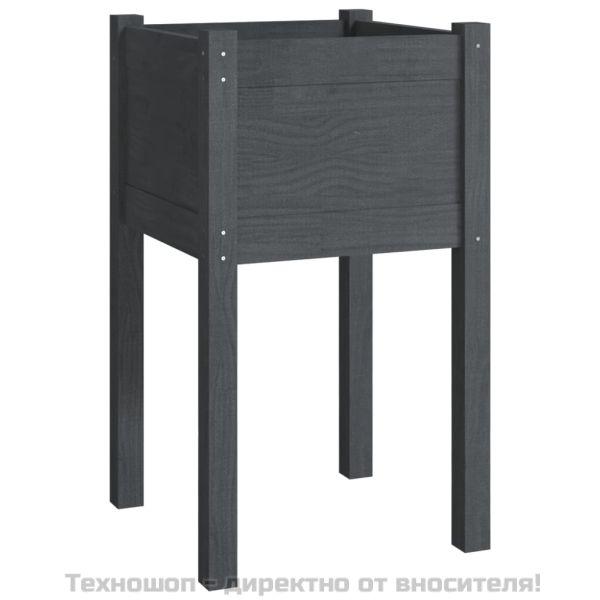 Градински сандък, сив, 40x40x70 см, бор масив