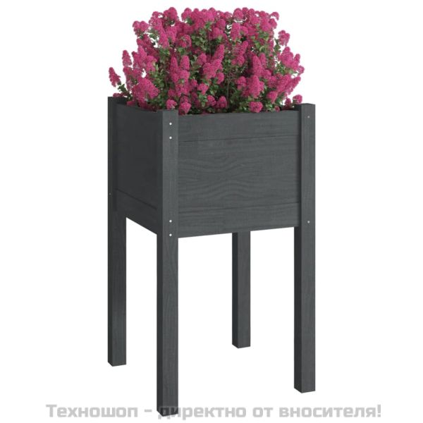 Градински сандък, сив, 40x40x70 см, бор масив