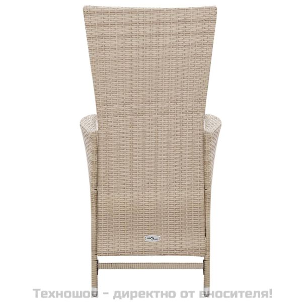 Градински комплект с възглавници, 7 части, бежов полиратан