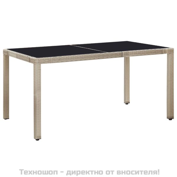 Градински комплект с възглавници, 7 части, бежов полиратан