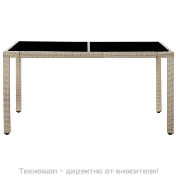 Градински комплект с възглавници, 7 части, бежов полиратан