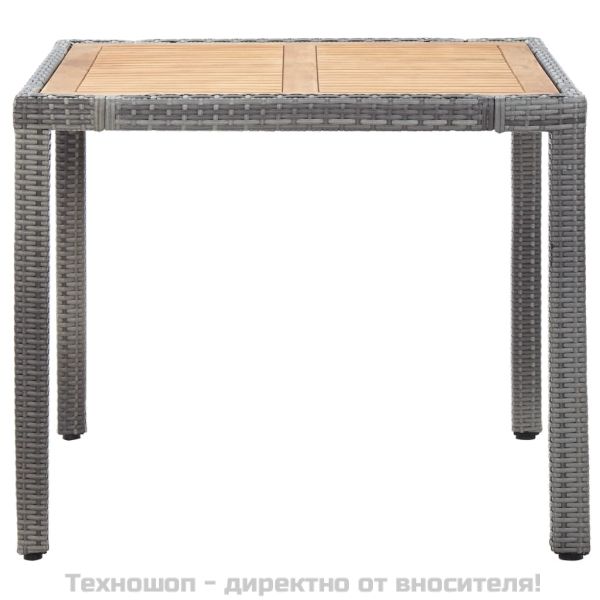 Градински комплект с възглавници, 5 части, полиратан, сив