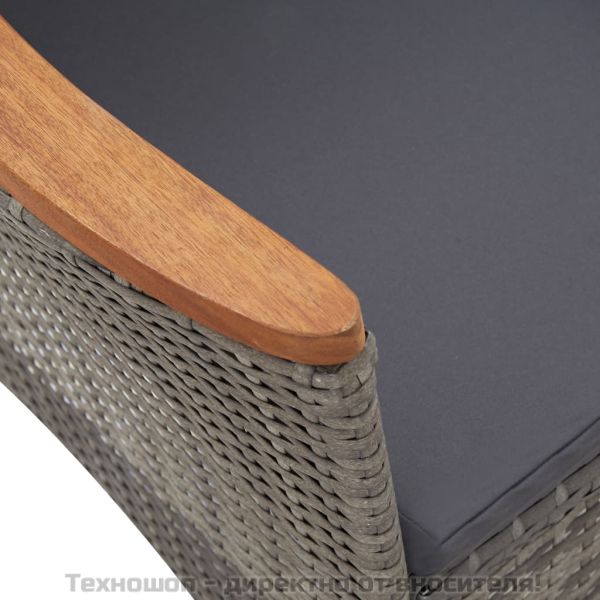 Градински комплект с възглавници, 5 части, полиратан, сив