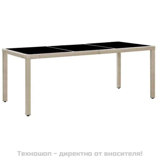 Градински комплект с възглавници, 9 части, бежов полиратан