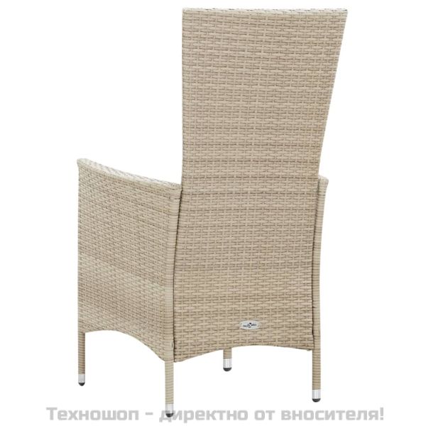 Градински комплект с възглавници, 9 части, бежов полиратан