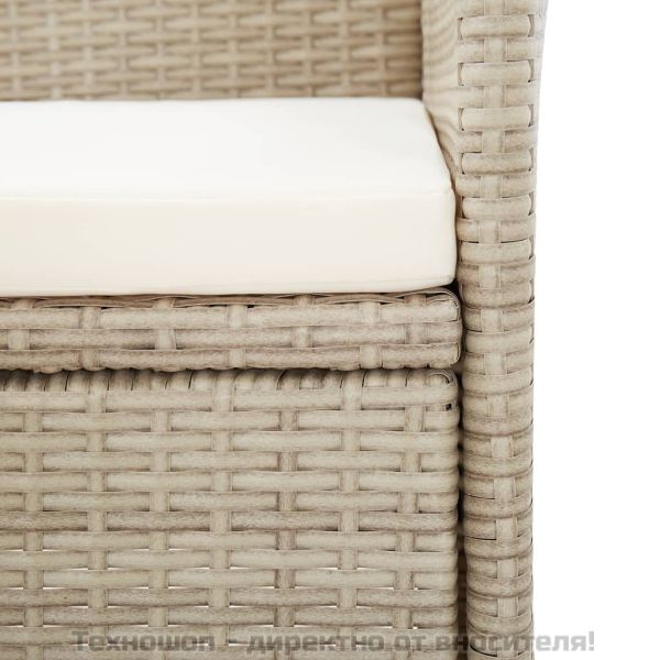 Градински комплект с възглавници, 9 части, бежов полиратан