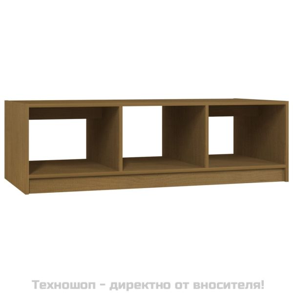 Маса за кафе, меденокафява, 110x50x34 см, борово дърво масив