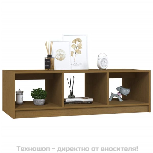 Маса за кафе, меденокафява, 110x50x34 см, борово дърво масив