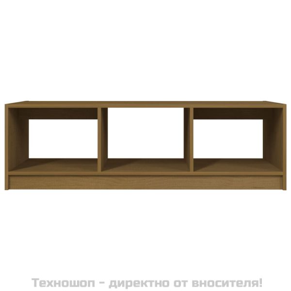 Маса за кафе, меденокафява, 110x50x34 см, борово дърво масив