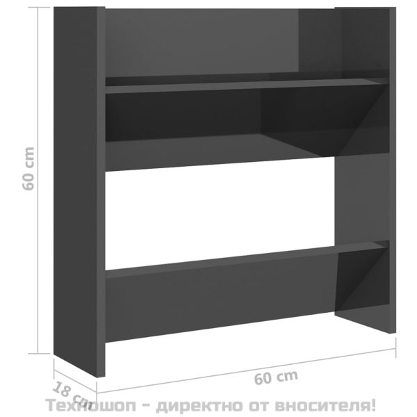 Шкафове за обувки 4 бр сив гланц 60x18x60 см инженерно дърво