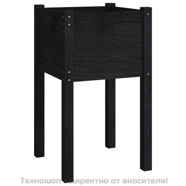 Градински сандък, черен, 40x40x70 см, бор масив