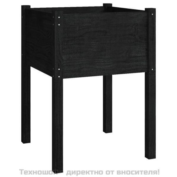 Градински сандъци, 2 бр, черни, 50x50x70 см, бор масив