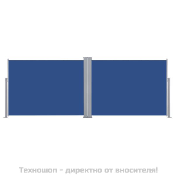 Прибираща се странична тента, синя, 100x1000 см