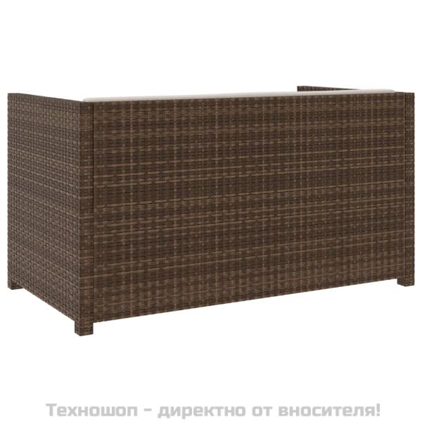 Градински комплект с възглавници, 5 части, кафяв полиратан