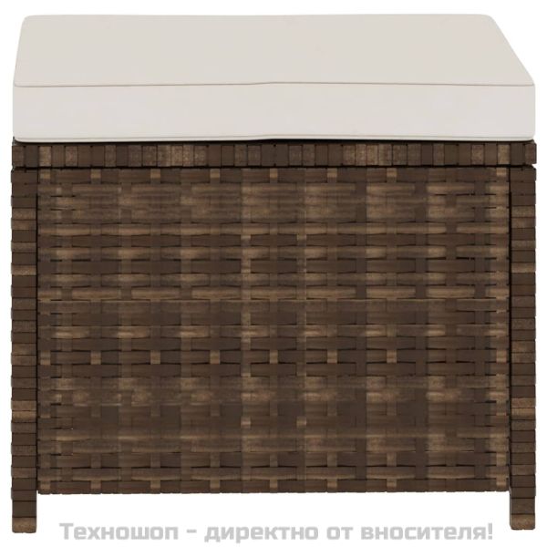 Градински комплект с възглавници, 5 части, кафяв полиратан