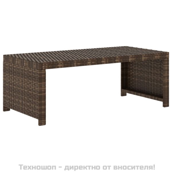 Градински комплект с възглавници, 5 части, кафяв полиратан