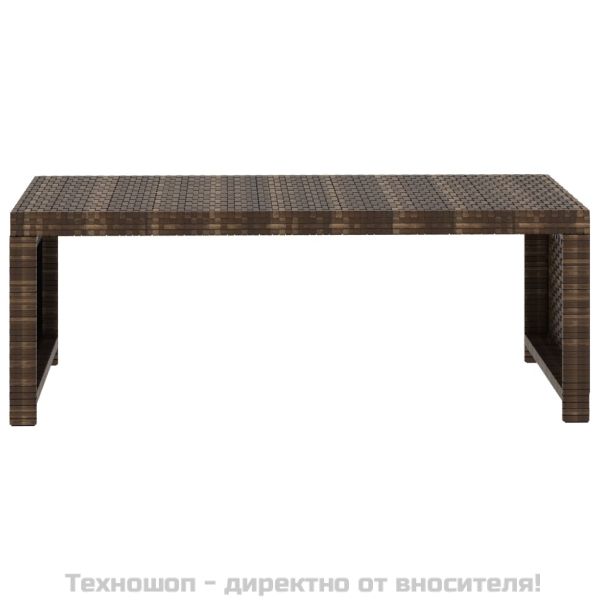 Градински комплект с възглавници, 5 части, кафяв полиратан