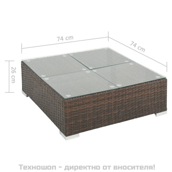 Градински комплект с възглавници, 8 части, кафяв полиратан