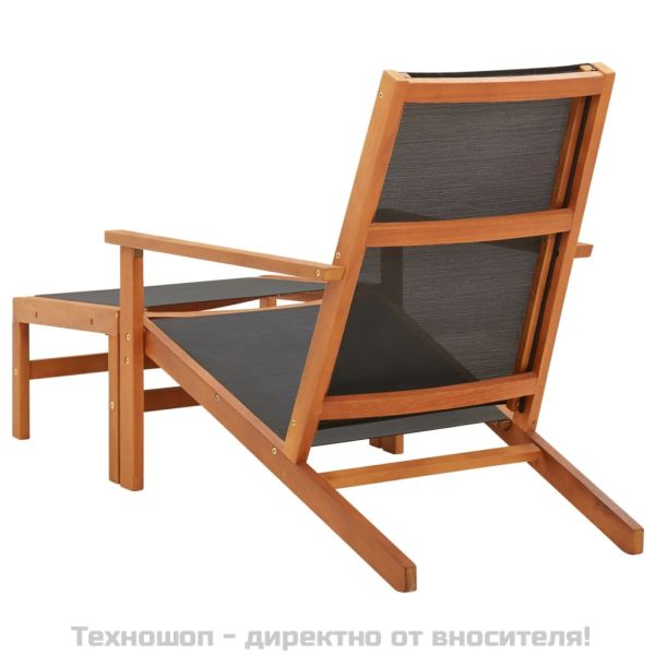 Градински стол с подложка за крака, евкалипт масив и textilene