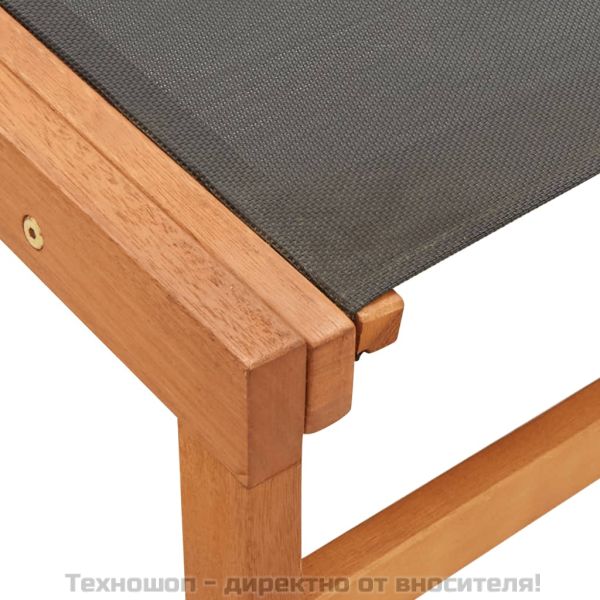 Градински стол с подложка за крака, евкалипт масив и textilene