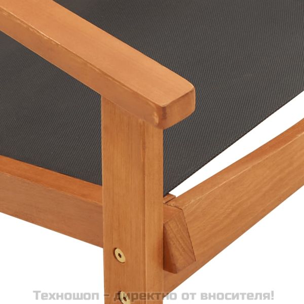 Градински стол с подложка за крака, евкалипт масив и textilene