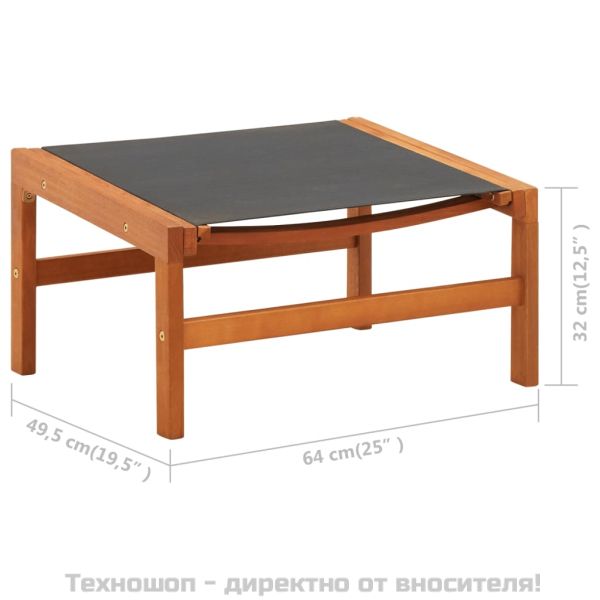 Градински стол с подложка за крака, евкалипт масив и textilene