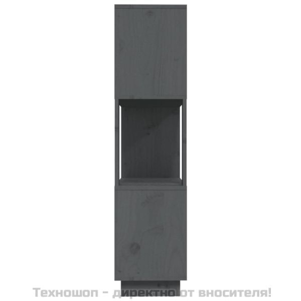 Библиотека/разделител за стая, сива, 80x25x101 см, бор масив