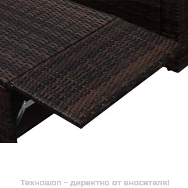 Градински комплект с възглавници, 2 части, кафяв полиратан