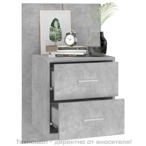 Нощно шкафче за стенен монтаж, бетонно сиво
