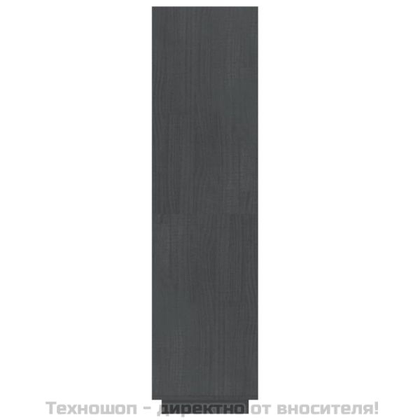 Библиотека/разделител за стая, сива, 60x35x135 см, бор масив
