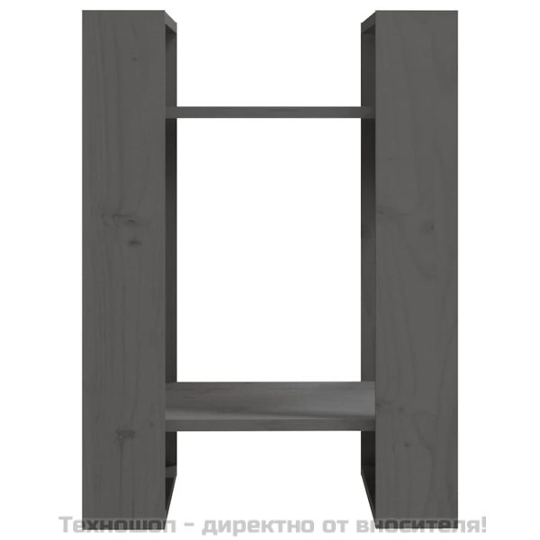 Библиотека/разделител за стая, сива, 41x35x57 см, бор масив