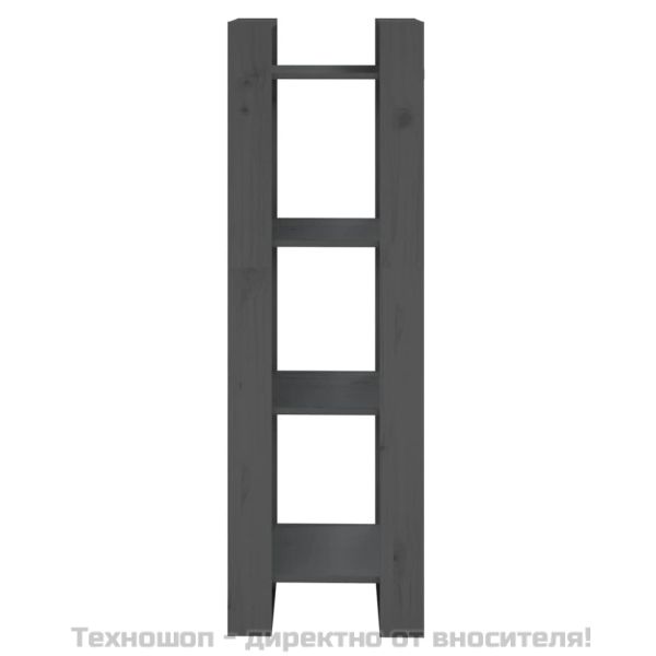 Библиотека/разделител за стая, сива, 41x35x125 см, бор масив