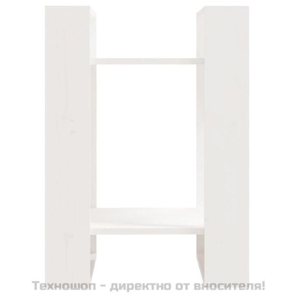 Библиотека/разделител за стая, бяла, 41x35x57 см, бор масив