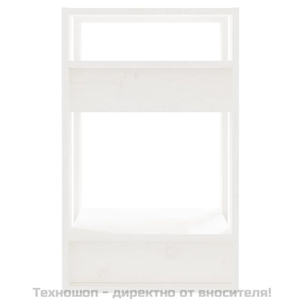 Библиотека/разделител за стая, бяла, 41x35x57 см, бор масив