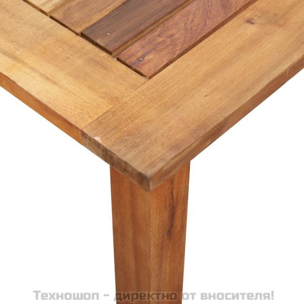 Трапезен комплект от 5 части, полиратан и акациево дърво, сив