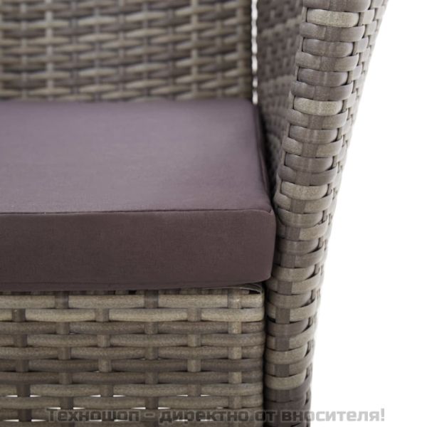 Трапезен комплект от 5 части, полиратан и акациево дърво, сив