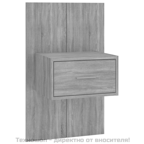 Нощно шкафче за стенен монтаж, сив сонома