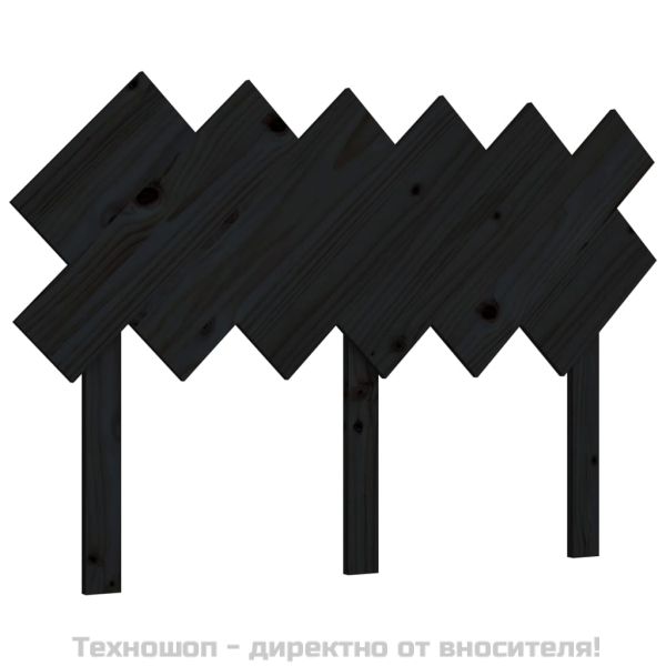 Горна табла за легло, черна, 122,5x3x80,5 см, бор масив