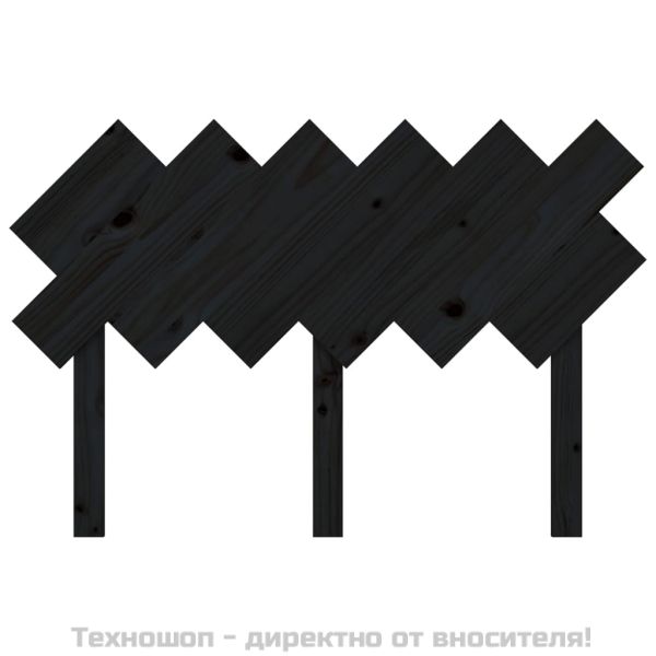 Горна табла за легло, черна, 122,5x3x80,5 см, бор масив