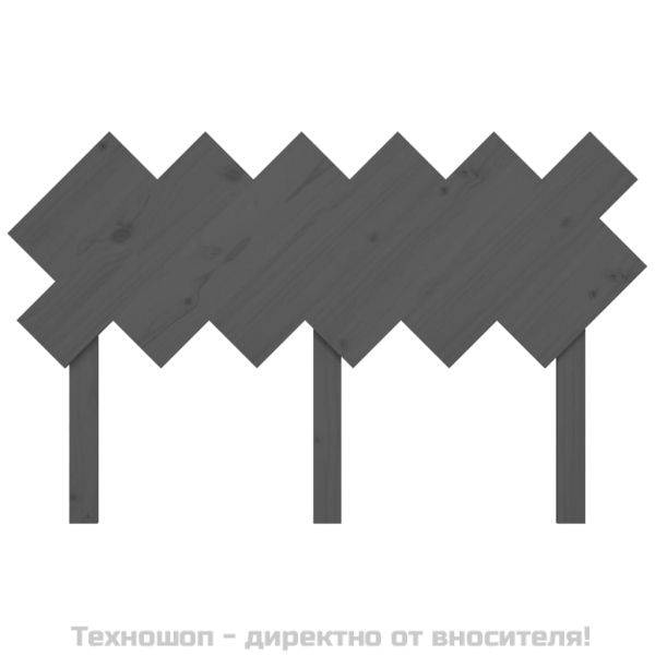 Горна табла за легло, сива, 132x3x81 см, бор масив
