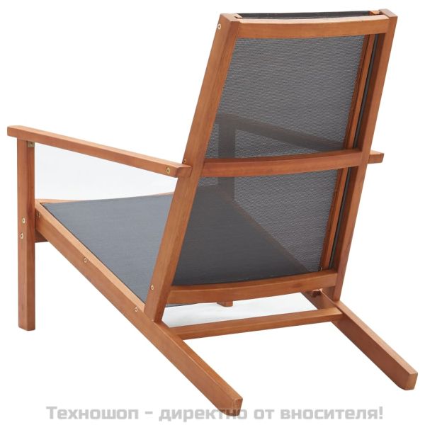 Градински релакс стол сив евкалиптово дърво масив и textilene