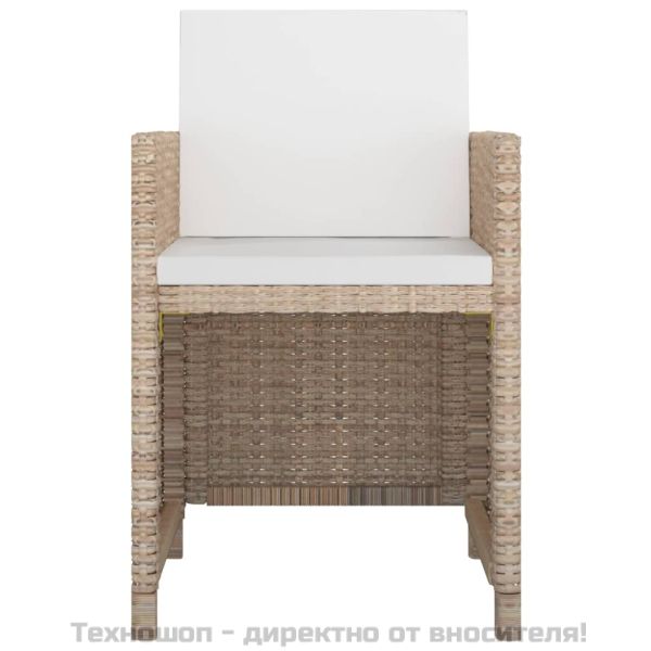 Градински комплект с възглавници, 9 части, бежов полиратан